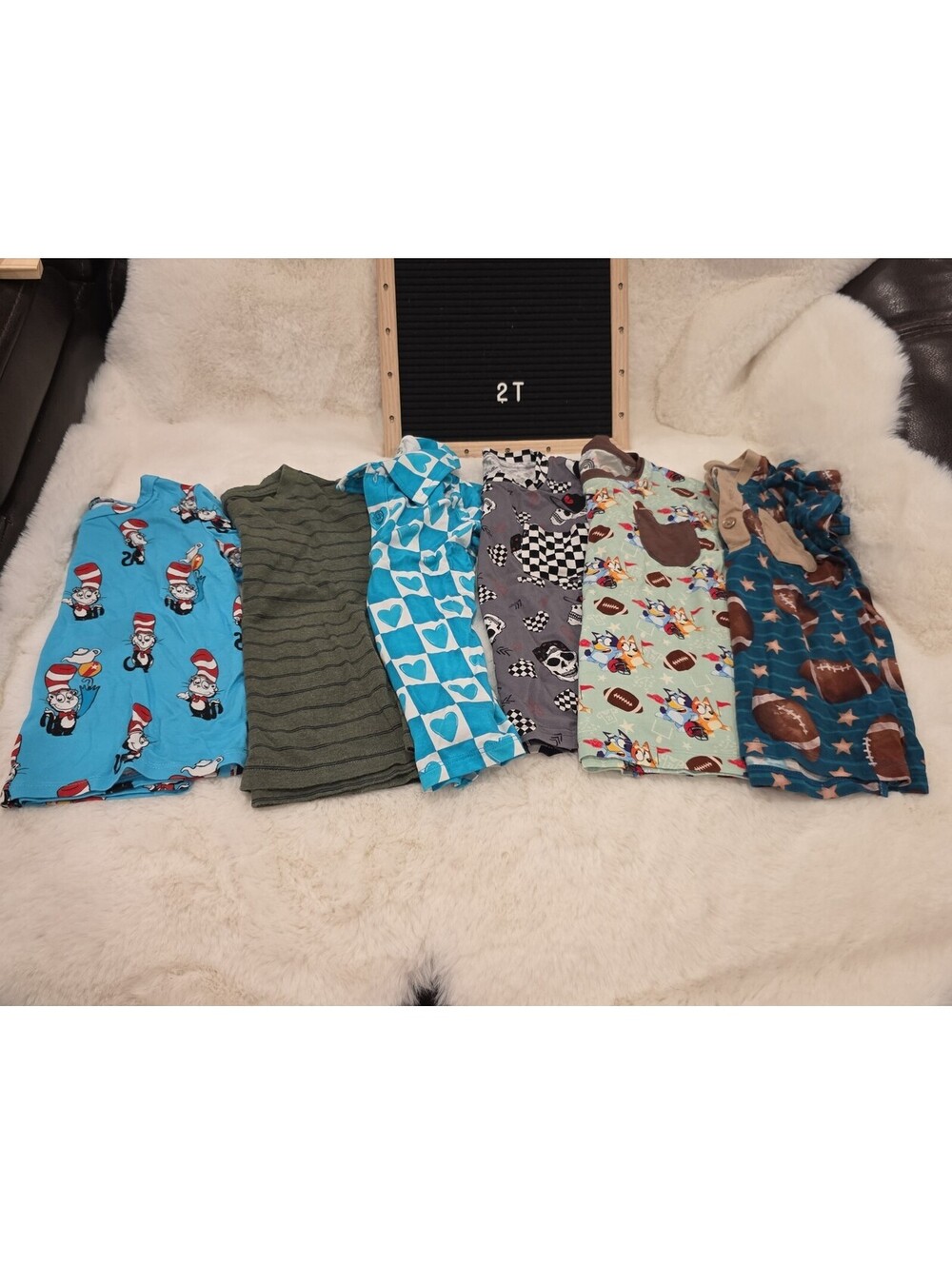 6 pack of Bamboo short sleeve shirts 2T